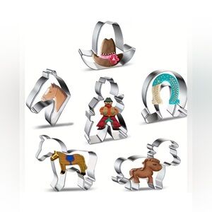 WESTERN Theme Cookie Cutter Set Horses Cowboy Hat Stainless Steel